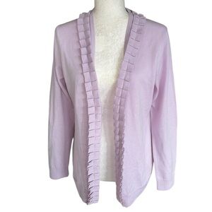 Brooks Brothers Lavender Lilac Merino Wool Ruffle Cardigan - M